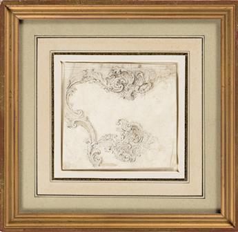 FRENCH SCHOOL, EARLY 18TH CENTURY Group of 4 ornamental drawings.